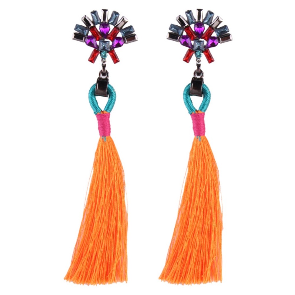Custom Orange Indian Shagle Earrings Royalty Jewel